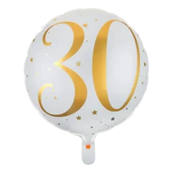 Ballon Blanc/Or 30ans ø45cm