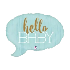 Ballon bulle bleu "Hello Baby" 61cm