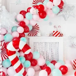 Ballon Canne à Sucre - Rouge & Blanc - Mylar - 50x82cm