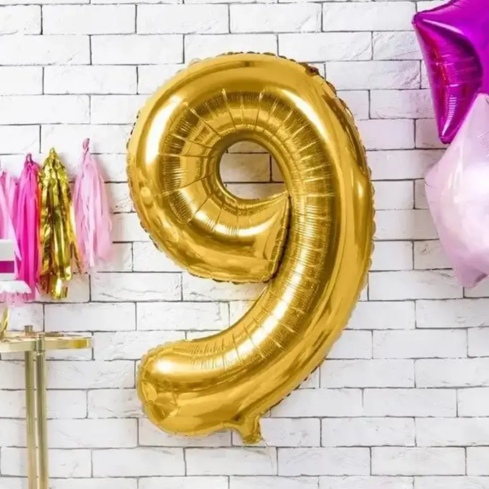 Ballon chiffre 9 Or (gold) 86cm