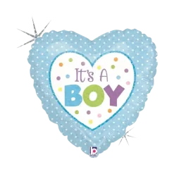 Ballon coeur bleu "It's a Boy" 45cm