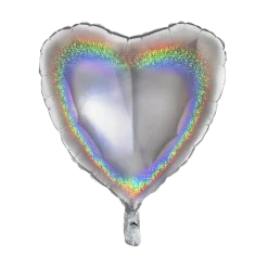 Ballon Coeur Holographique Argent 46cm