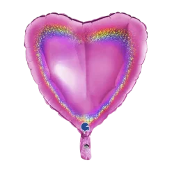 Ballon Coeur Holographique Rose 46cm