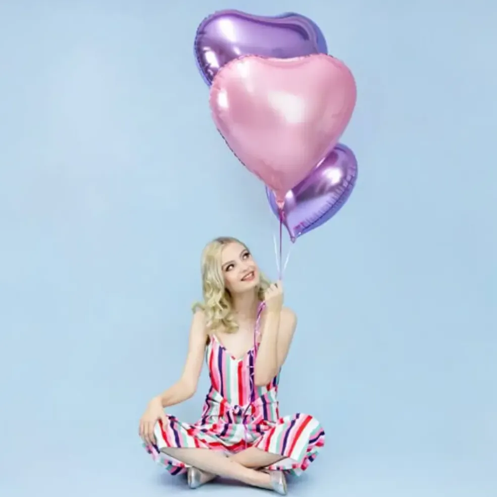 Ballon Coeur rose métallique 61cm