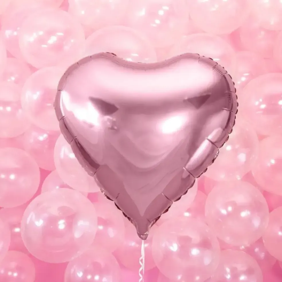 Ballon Coeur rose métallique 61cm