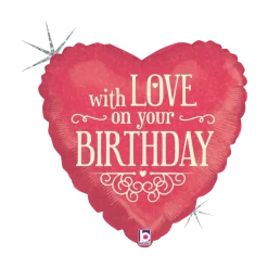 Ballon Coeur With Love on Your Birthday 45cm