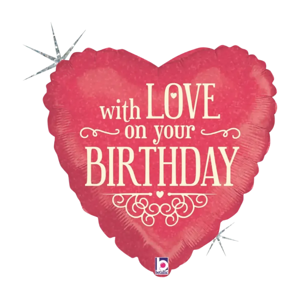 Ballon Coeur With Love on Your Birthday 45cm