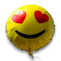 Ballon Emoji Jaune Yeux Coeurs 45cm