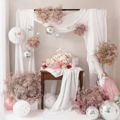 Ballon en Aluminium - Bride Blanc & Or Rose - 45cm