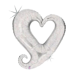 Ballon Hélium Chaine de Coeur Argent 94cm