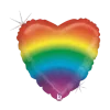Ballon Hélium Coeur Rainbow 45cm