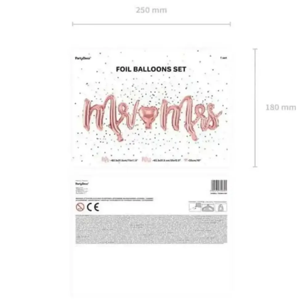 Ballon hélium Mr & Mrs rose gold