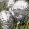 Ballon Joyeux Anniversaire Métallisé Argent ø45cm