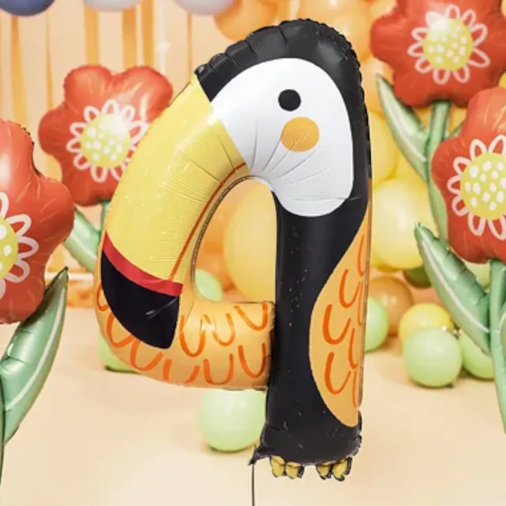 Ballon Mylar Chiffre 4 Toucan 80 cm – Ballon Aluminium Tropical