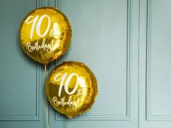 Ballon Mylar Rond 90 Ans Or 45 cm – Ballon Anniversaire Métallisé