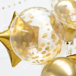 Ballon Mylar - Transparent avec confettis Or - 40cm