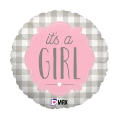 Ballon Plaid "It's a Girl" ø45cm