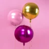 Ballon rond Rose métallique en Mylar 40cm