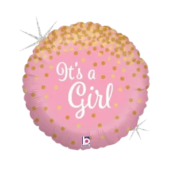 Ballon rose "It's a Girl" brillant ø45cm