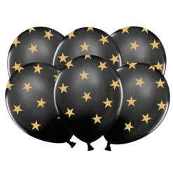 Ballons noirs avec motifs étoile or (Lot de 6)