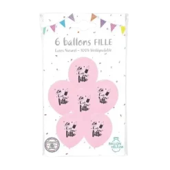 Ballons Rose - C'est Une Fille - 30cm - Lot de 6