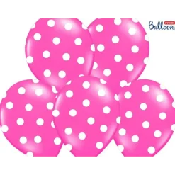 Ballons roses foncés avec motifs ronds blancs (lot de 6)