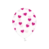 Ballons transparents avec motifs coeurs fuschias (Lot de 6)