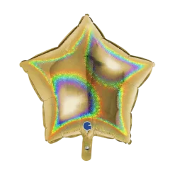 Ballon Étoile Holographique Or 46cm