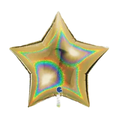 Ballon Étoile Holographique Or 92cm
