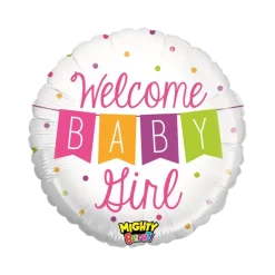 Ballon "Welcome Baby Girl" Rond ø53cm
