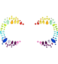 Bijoux Visage Reine de la Pride – Strass Arc-en-ciel