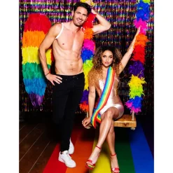 Boa Plumes Arc-en-ciel 180 cm – Accessoire Déguisement Pride, Carnaval et Soirée