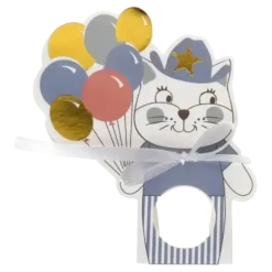 Boîte à dragées "Kitty Party" Bleu - Lot de 6