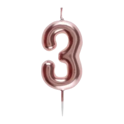 Bougie Anniversaire Chiffre 3 Or rose