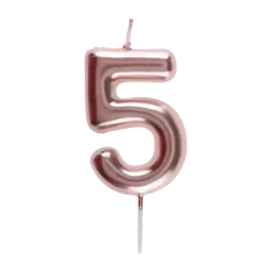 Bougie Anniversaire Chiffre 5 Or rose