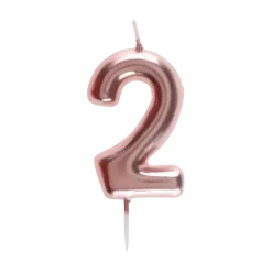 Bougie Anniversaire Chiffre 2 Or rose