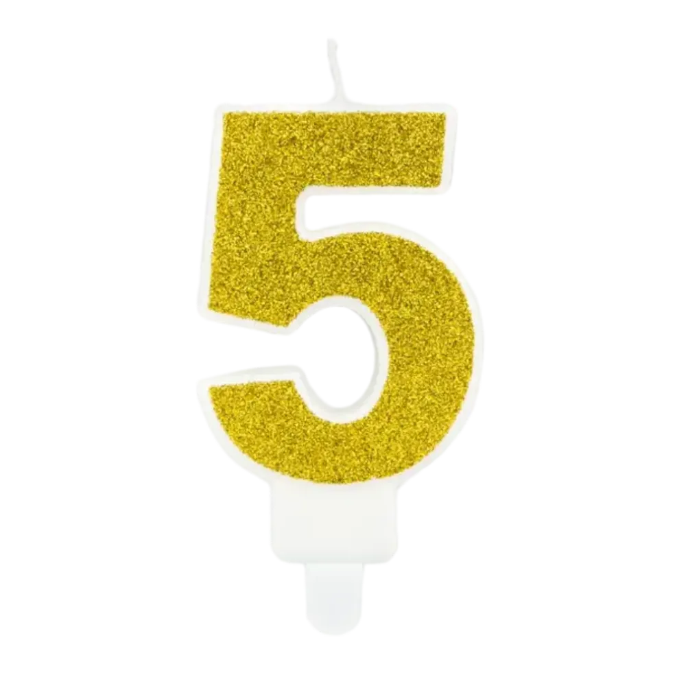 Bougie Anniversaire chiffre 5 or