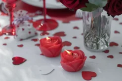 Bougie décorative fleur Rose sculptée – Rouge