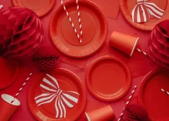 Boule en papier de soie rouge 20 cm – décoration suspendue pour anniversaire, mariage et fête