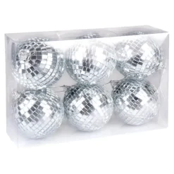 Boule à facettes argenté ø8cm - Lot de 6