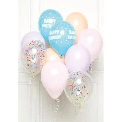 Bouquet de 10 ballons Happy Birthday bleus