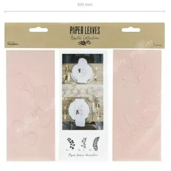 Branche avec décor de feuilles, rose poudré 9 pièces