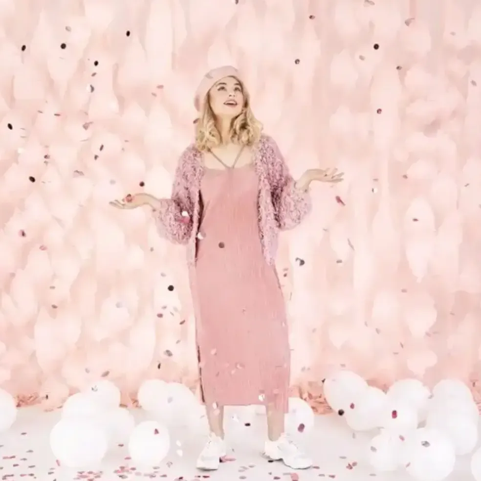 Canon confettis 60cm coeur Or Rose métallique