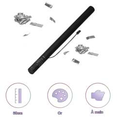 Canon à confettis électrique 80cm - Argent Métallique