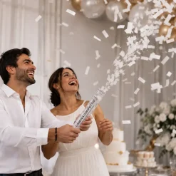 Canons confettis 40cm Blanc