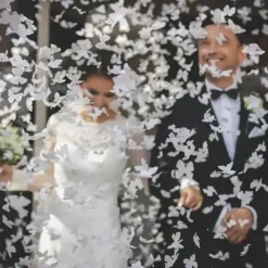 Canons Confettis 40cm Papillon Blanc