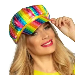 Casquette Rayée Multicolore à Paillette