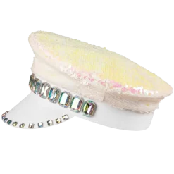 Casquette Sandy Candy Blanche – Casquette à Paillettes Réversibles Fête & Festival
