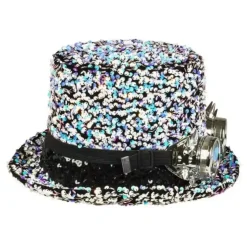 Chapeau Steampunk à strass argenté