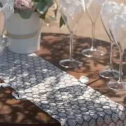 Chemin de table à fleur en dentelle Blanc - 3m*18cm